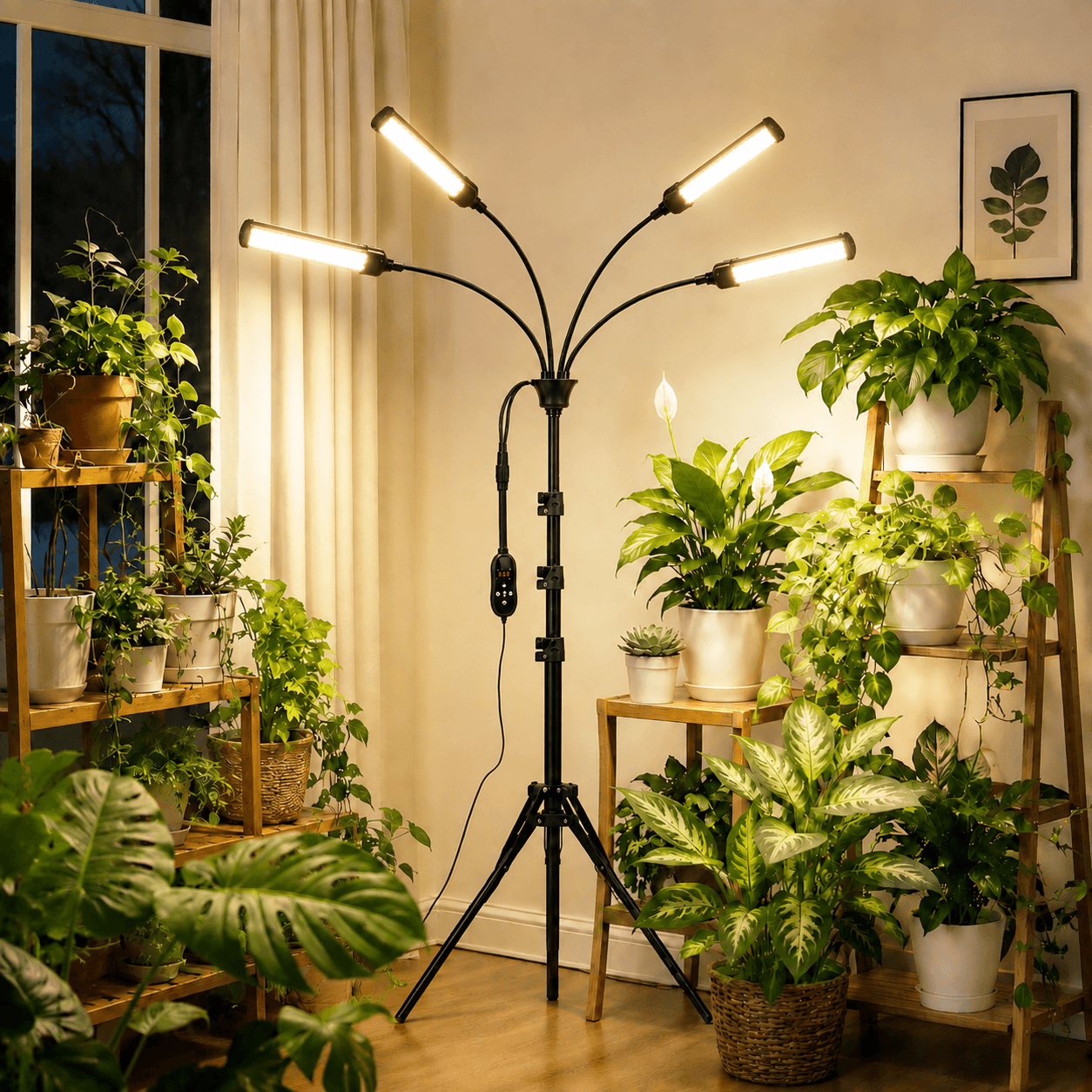 4 Heads LED Grow Lights for Indoor Plants Full Spectrum 450 LEDs, Plant Lights for Indoor Growing with Tripod Stand